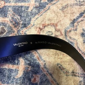 Mario Valentino black belt new small black leather no buckle